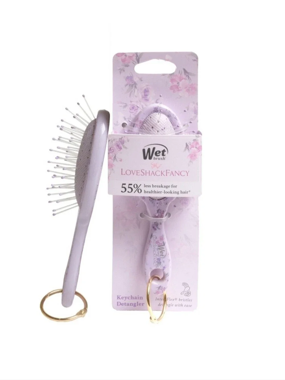 NWT LoveShackFancy x Wet Brush Limited Edition Keychain Detangler Hibiscus Happy